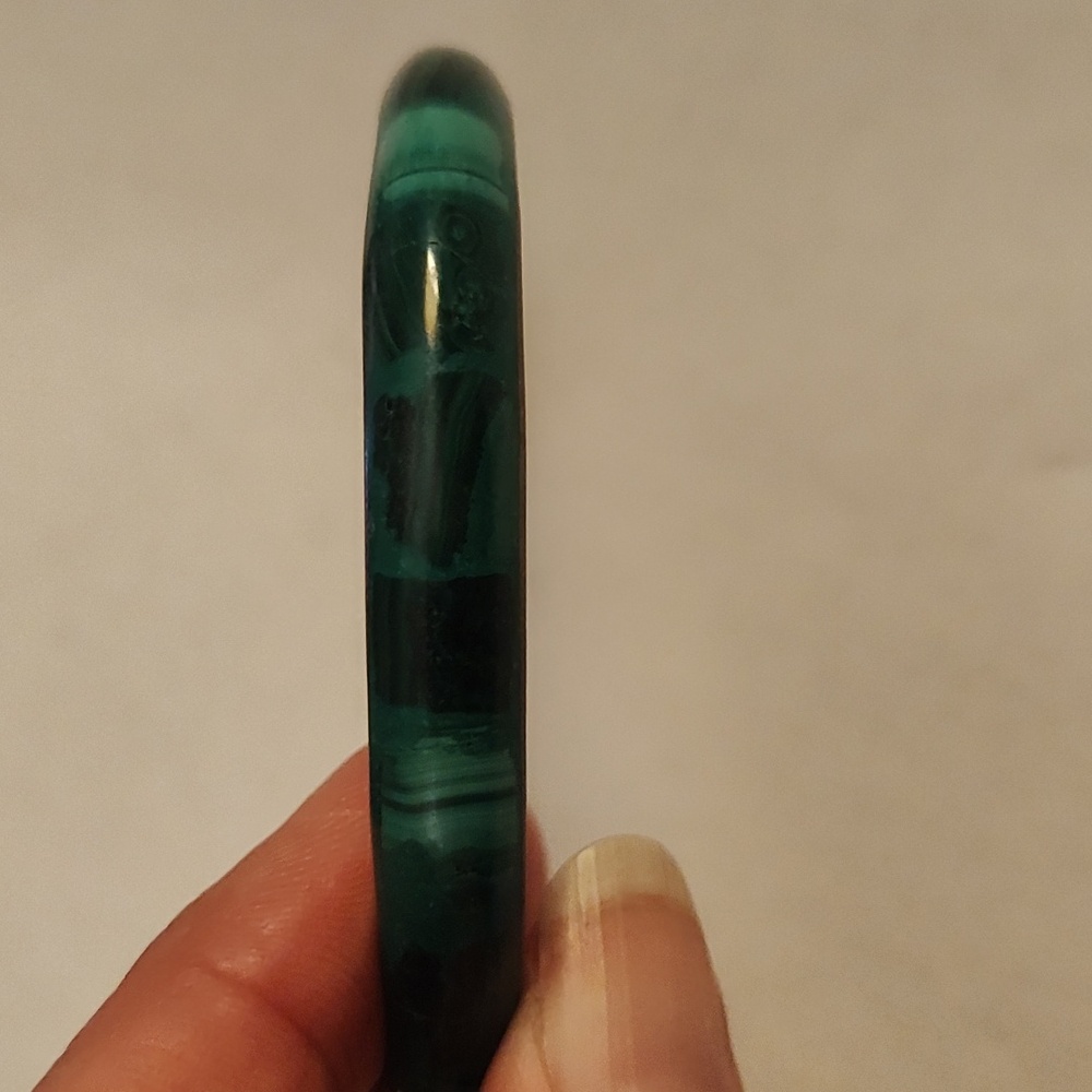 Solid Malachite & Brass Bangle Bracelet - image 2